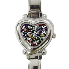 Time Nonlinear Curved Linear Heart Italian Charm Watch by Paksenen