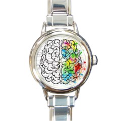 Brain Mind Psychology Idea Drawing Round Italian Charm Watch by Loisa77