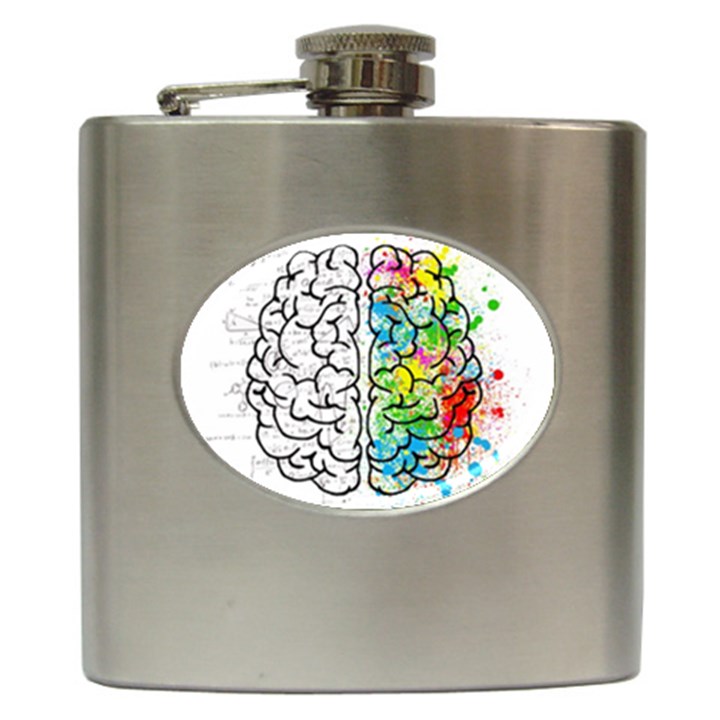 Brain Mind Psychology Idea Drawing Hip Flask (6 oz)