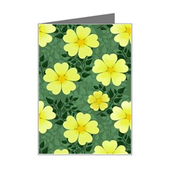 Bloom Flowering Yellow Blade Green Mini Greeting Card by Loisa77