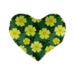 Bloom Flowering Yellow Blade Green Standard 16  Premium Heart Shape Cushions by Loisa77