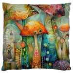 Whimsical Mushrooms Colorful Patterns Large Premium Plush Fleece Cushion Case (Two Sides) Back