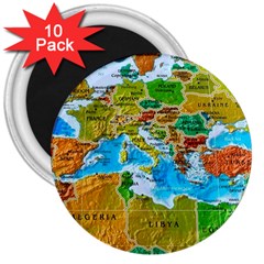 World Map 3  Magnets (10 Pack)  by Ket1n9