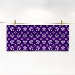 White Pentacle And Purple Pattern Hand Towel by cheekywitch