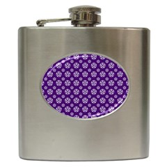 White Pentacle And Purple Pattern Hip Flask (6 Oz) by cheekywitch