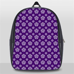 White Pentacle And Purple Pattern School Bag (large) by cheekywitch