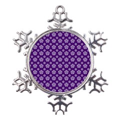 White Pentacle And Purple Pattern Metal Large Snowflake Ornament by cheekywitch