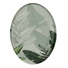 Banana Leaf Plant Pattern Oval Glass Fridge Magnet (4 Pack) by anzea