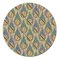 Tribal Background Boho Batik Magnet 5  (round) by anzea