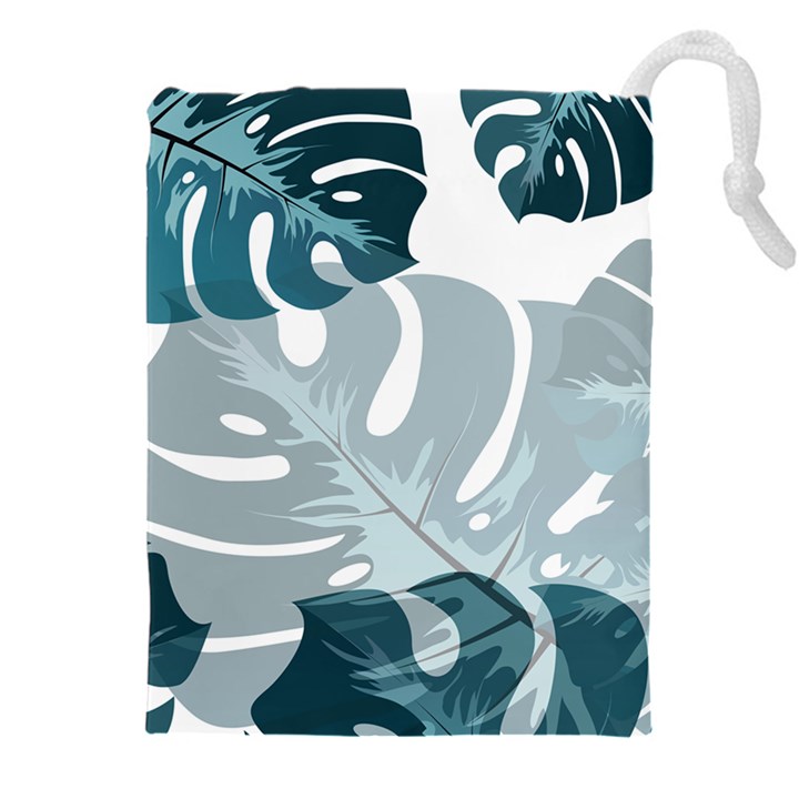 Monstera Leaves Background Drawstring Pouch (4XL)