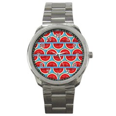 Illustrations Watermelon Texture Pattern Sport Metal Watch by anzea