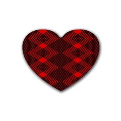 Pattern Black Red Rubber Coaster (heart) by 2607694c