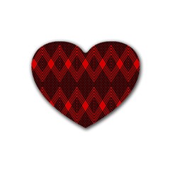 Pattern Red Black, Rubber Coaster (heart) by 2607694c