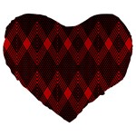 pattern red black, Large 19  Premium Flano Heart Shape Cushions Front