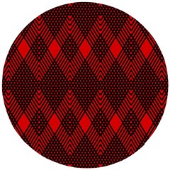 Pattern Red Black, Wooden Puzzle Round by 2607694c