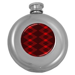 Pattern Rot Schwarz Round Hip Flask (5 Oz) by dedoma