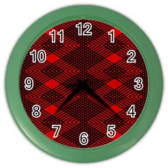 Pattern Rot Schwarz Color Wall Clock by dedoma