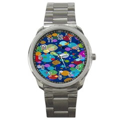 Illustrations Sea Fish Swimming Colors Sport Metal Watch by anzea