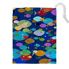 Illustrations Sea Fish Swimming Colors Drawstring Pouch (4xl) by anzea