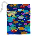 Illustrations Sea Fish Swimming Colors Drawstring Pouch (4XL) Back