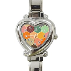 Abstract Hex Hexagon Grid Pattern Honeycomb Heart Italian Charm Watch by Proyonanggan