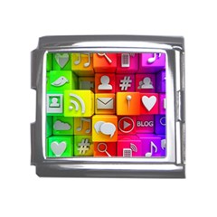 Colorful 3d Social Media Mega Link Italian Charm (18mm) by Ket1n9