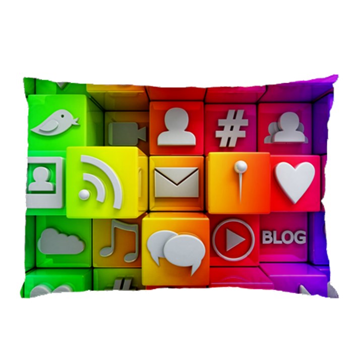 Colorful 3d Social Media Pillow Case