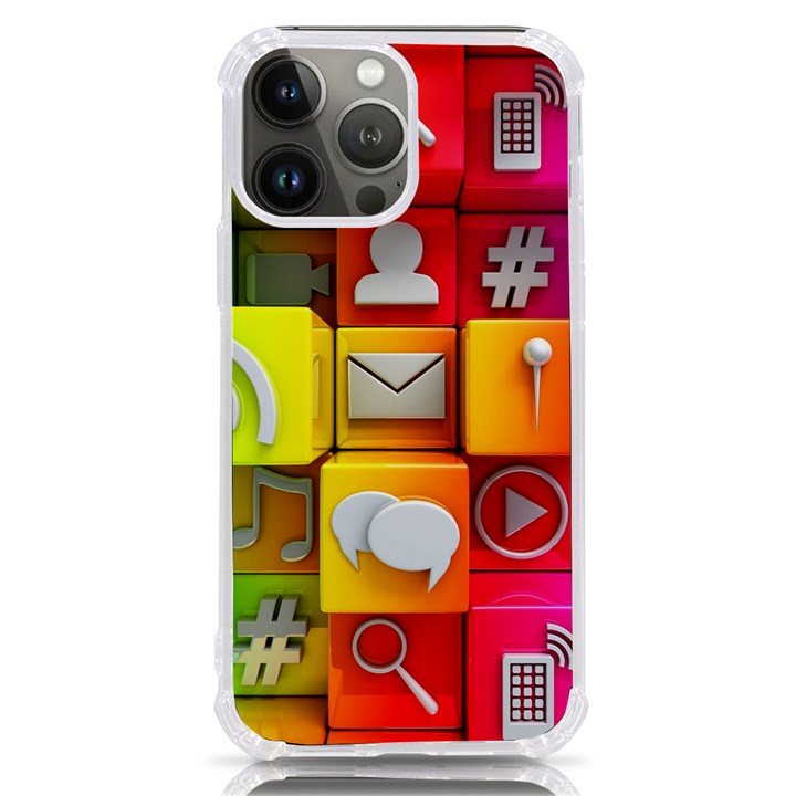 Colorful 3d Social Media iPhone 13 Pro Max TPU UV Print Case