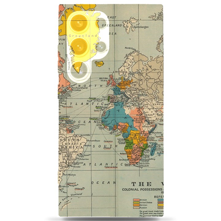 Vintage World Map Samsung Galaxy S24 Ultra 6.9 Inch Black TPU UV Case