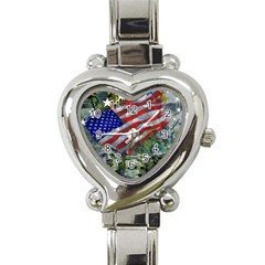 Usa United States Of America Images Independence Day Heart Italian Charm Watch by Ket1n9