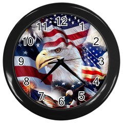 United States Of America Images Independence Day Wall Clock (black) by Ket1n9