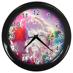 Clouds Multicolor Fantasy Art Skies Wall Clock (black) by Ket1n9