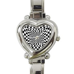 Optical-illusion-chessboard-tunnel Heart Italian Charm Watch by Bedest