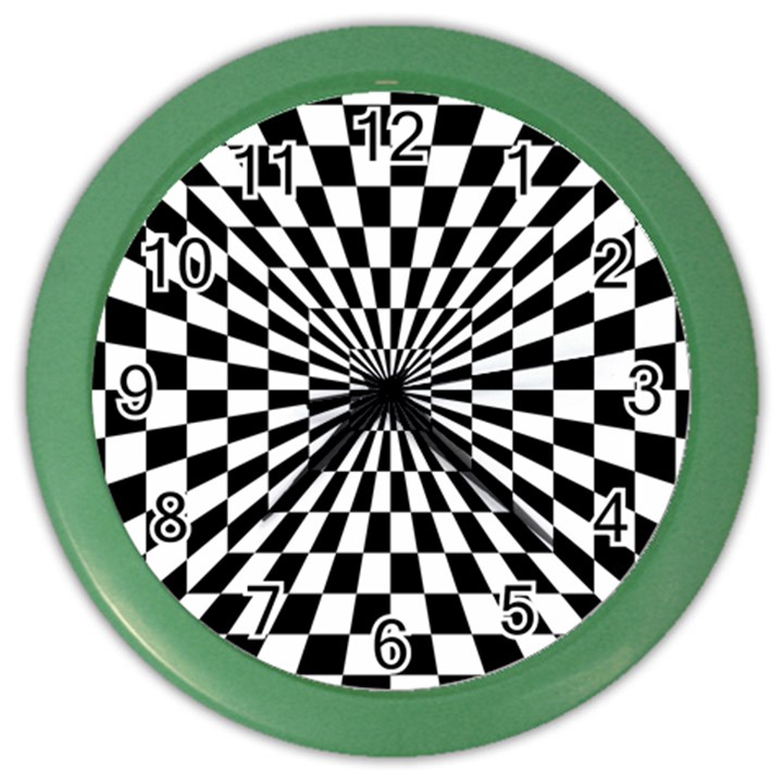 Optical-illusion-chessboard-tunnel Color Wall Clock