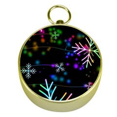 Snowflakes Snow Winter Christmas Gold Compasses by Bedest