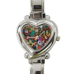 Cute Cartoon Doodle Heart Italian Charm Watch by Bedest