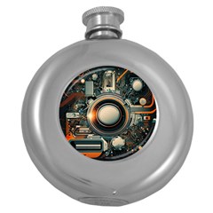 Technology Robot Internet Processor Round Hip Flask (5 Oz) by Ravend