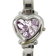 Abstract Art Tropical Leaves Heart Italian Charm Watch by Valentinaart