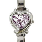 Abstract Art Tropical Leaves Heart Italian Charm Watch Front