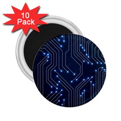 Seamless Pattern Of Glowing Circuit Board Neon Technology 2 25  Magnets (10 Pack)  by Loisa77