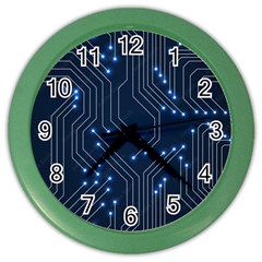 Seamless Pattern Of Glowing Circuit Board Neon Technology Color Wall Clock by Loisa77