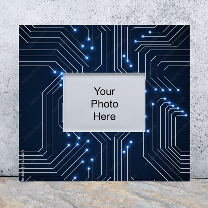 Seamless Pattern Of Glowing Circuit Board Neon Technology White Wall Photo Frame 5  x 7 