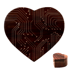 Seamless Pattern Of Glowing Circuit Board Neon Technology Heart Wood Jewelry Box by Loisa77