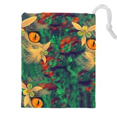 Illustrations Color Cat Flower Abstract Textures Orange Drawstring Pouch (4xl) by anzea