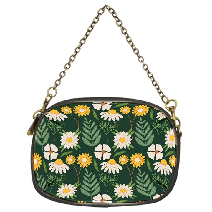 Flower Green Pattern Floral Chain Purse (One Side)