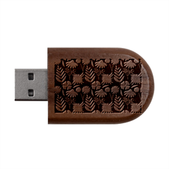 Flower Green Pattern Floral Wood Oval Usb Flash Drive by anzea