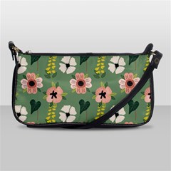 Flower Green Pink Pattern Floral Shoulder Clutch Bag by anzea