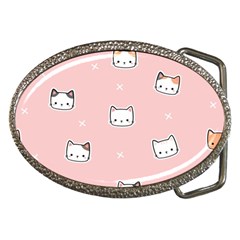 Cute Cat Cartoon Doodle Seamless Pink Pattern Belt Buckles by Grandong