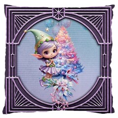 Christmas Elf Large Premium Plush Fleece Cushion Case (two Sides) by FantasyArt