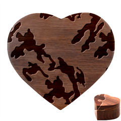 Camo Army Black White Heart Wood Jewelry Box by Loisa77